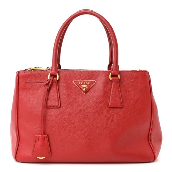 AUTHENTIC Prada Red Leather Galleria Handbag - Picture 1 of 6